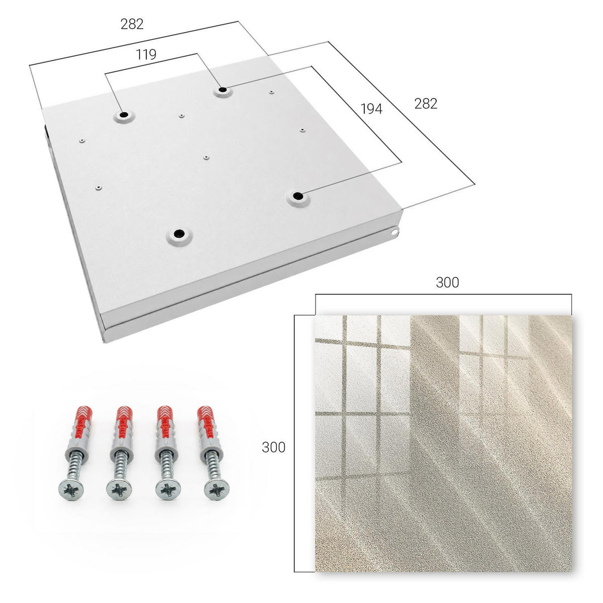 SCHLÜSSELBOX Weiß 30x30 cm – Türöffnung nach rechts - Schaumwellen - Beige, Metall (30/30/5cm) - TULUP