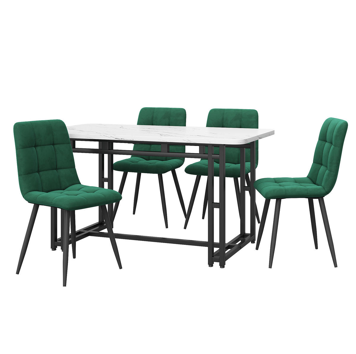 ESSTISCH-SET 4-tlg. 120 cm MDF Dunkelgrün - Dunkelgrün, Metall (70/74/120cm) - Meubliv