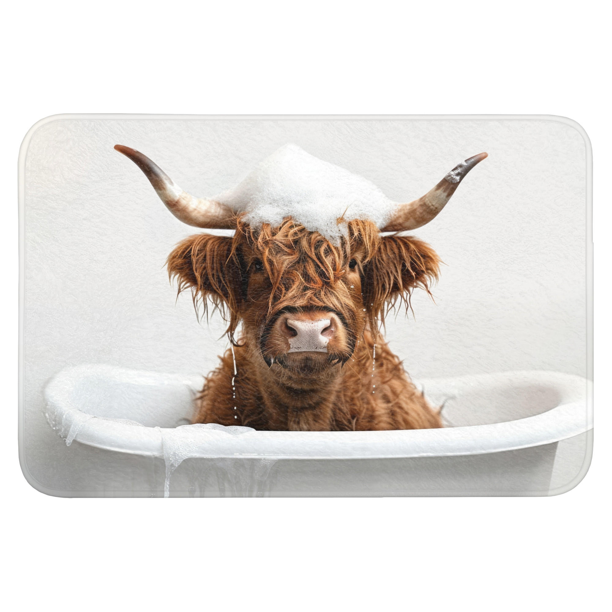WC PŘEDLOŽKA Scottish Highlander - Koupel - Kráva - Zvířata - Pěna 90x60 cm - bílá, textil/plast (90/60cm) - OnlyWow