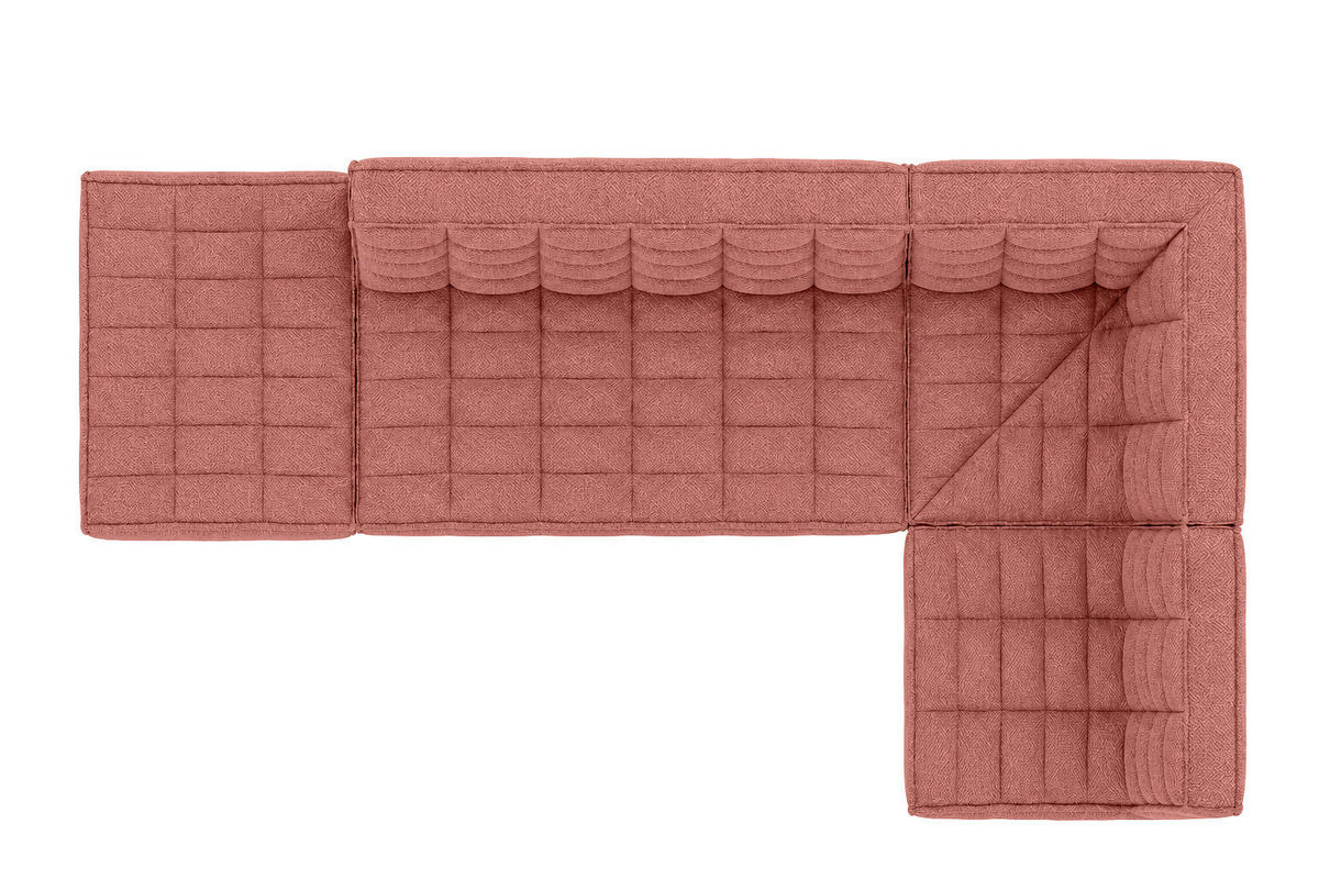 ROHOVÁ SEDAČKA modulární ve tvaru L s taburetem, plyšová tkanina Pop, Růžová, Pravá strana, LAZY L s taburetem - růžová, dřevo (333/173cm) - Kaiser Möbel