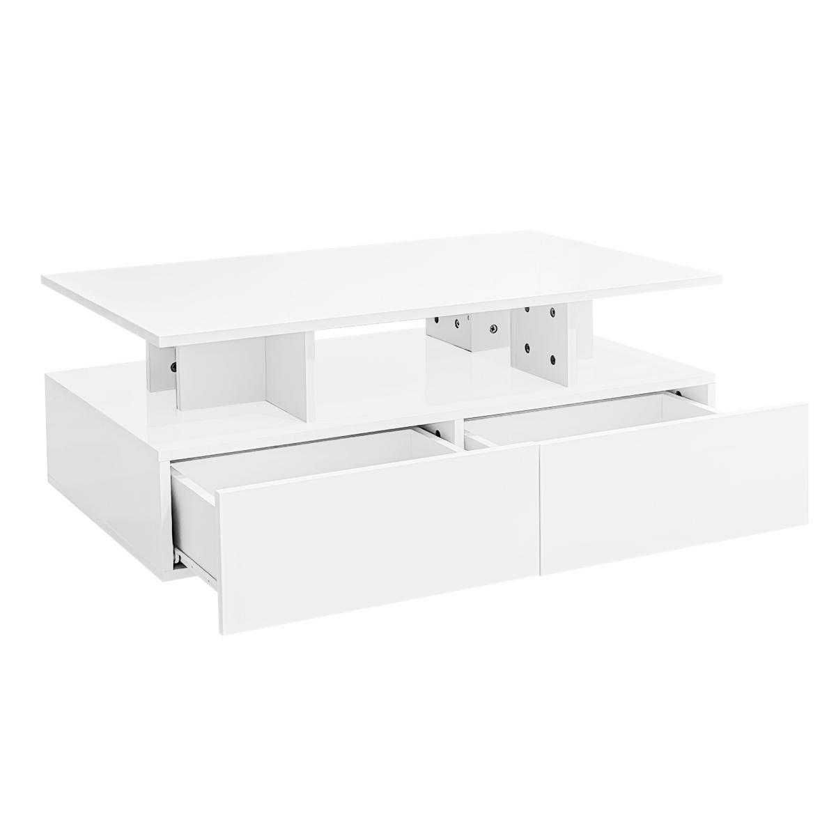 COUCHTISCH Weiß 90/55/41 cm mit LED - Weiß, Holzwerkstoff (55/90/41cm) - PANGIVO