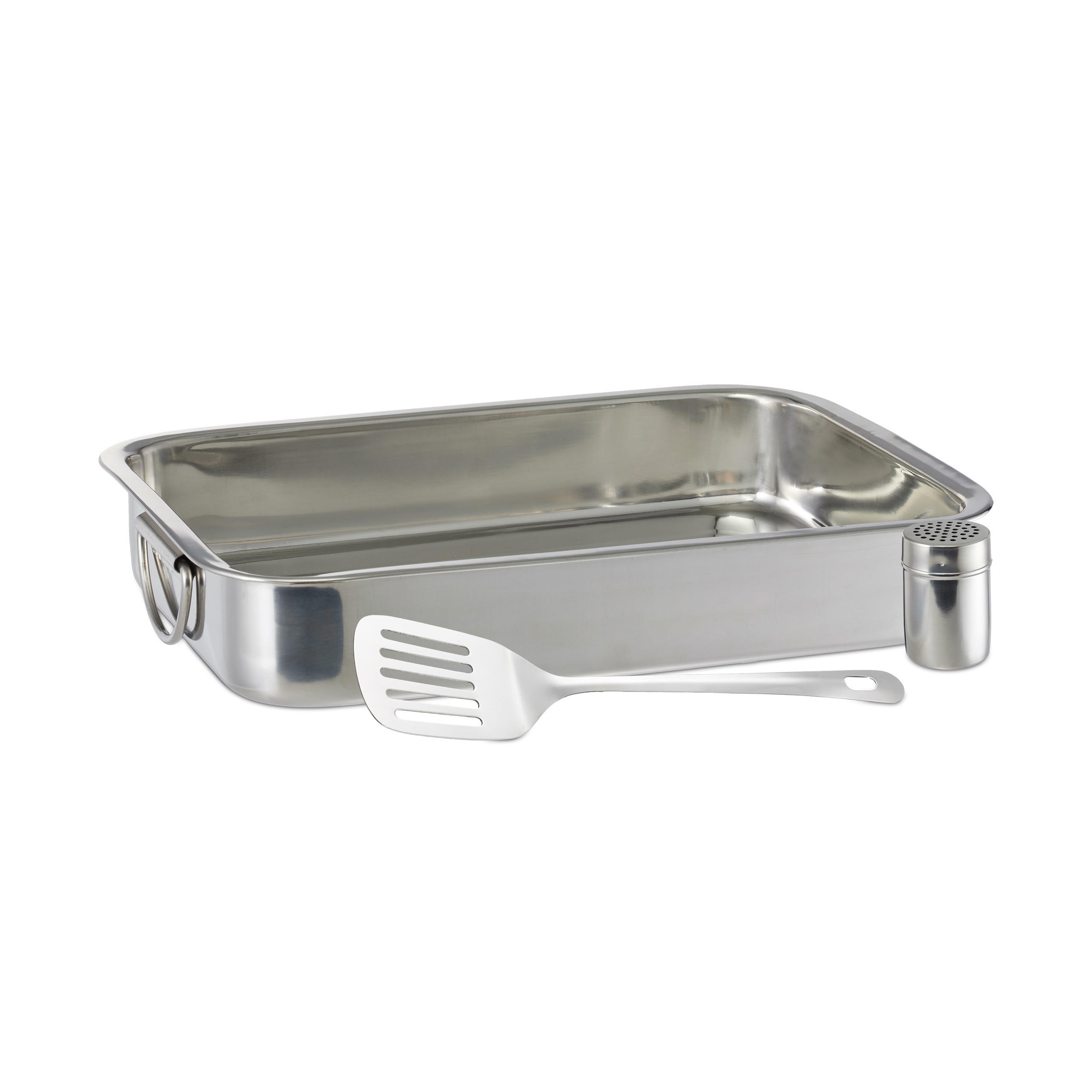 ZAPEKACIA misa 3 ks - strieborná, kov (27/38/7cm) - Relaxdays