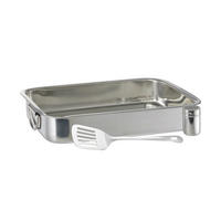 ZAPEKACIA misa 3 ks - strieborná, kov (27/38/7cm) - Relaxdays