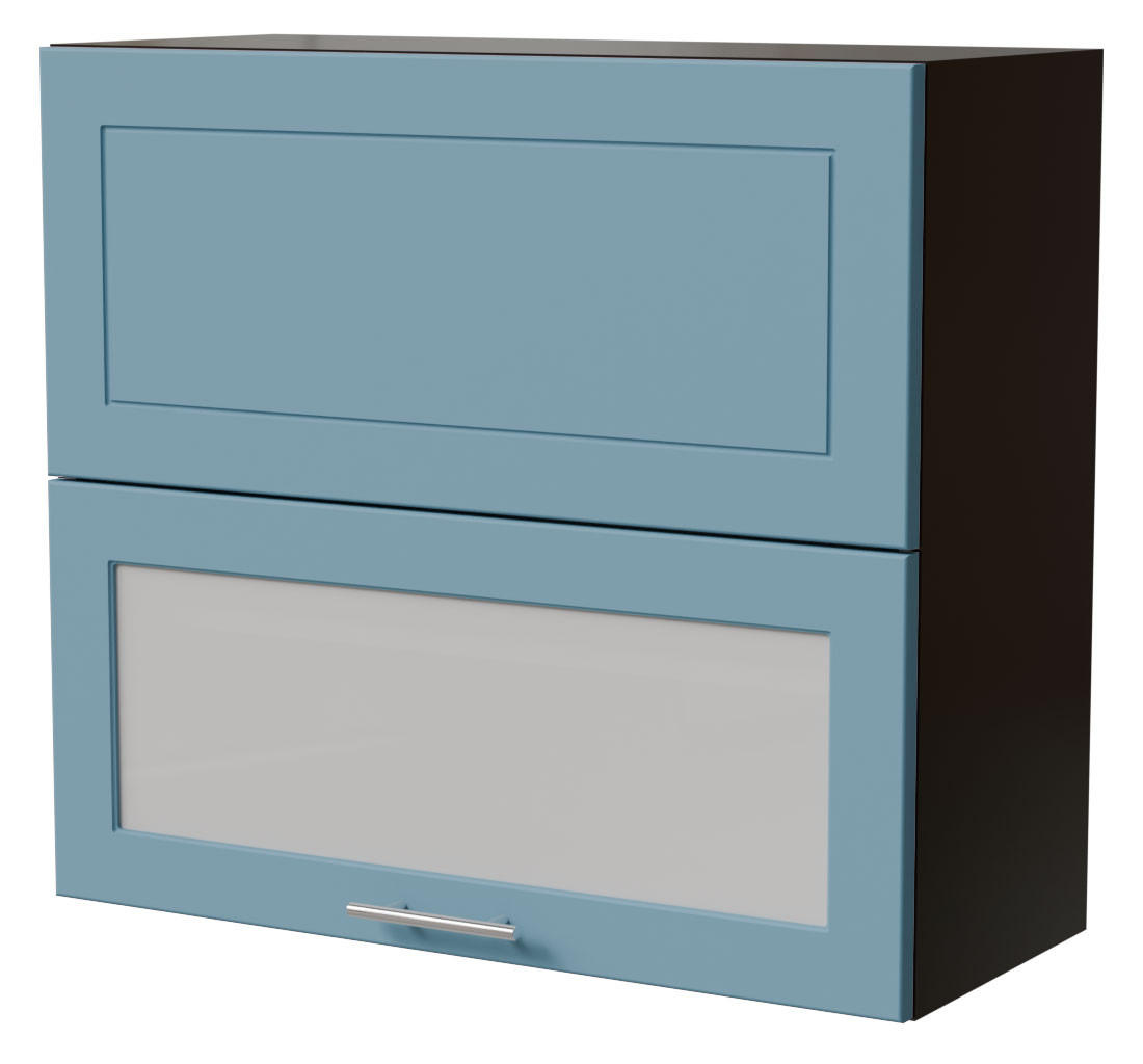 KLAPPHÄNGESCHRANK Bari W8BS/80-AV Schwarz / RAL 5024 pastellblau 80 / 32,5 / 72cm - Blau/Schwarz, Holz/Holzwerkstoff (80/72/32.5cm) - Feldmann-Wohnen