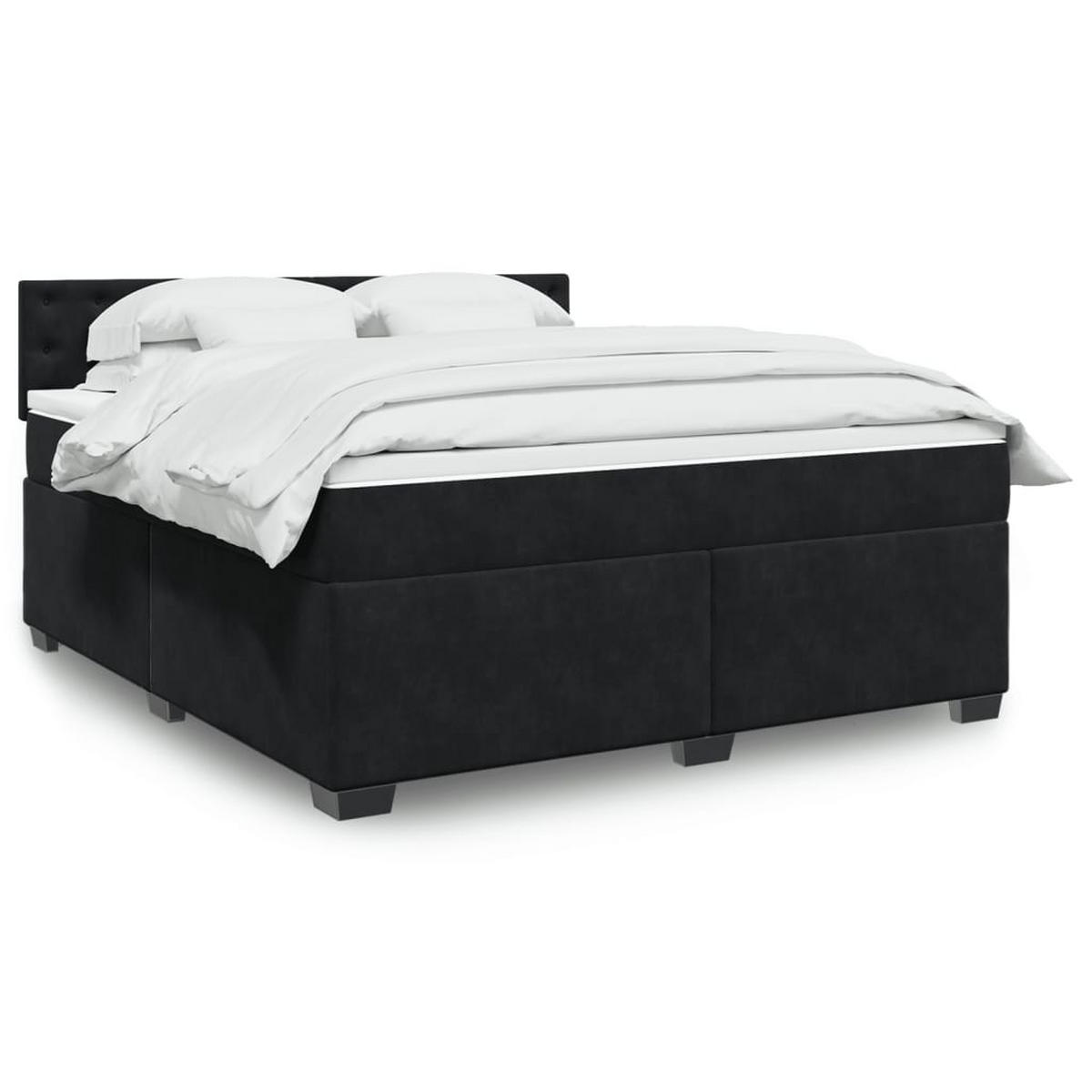 BOXSPRINGBETT 180/200 Cm Schwarz Samt - Schwarz, Textil (180/200cm) - vidaXL