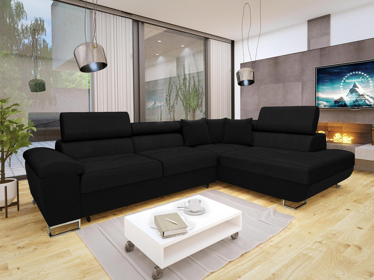 ECKSOFA Cotere, Seite: Rechts - Schwarz, Holz/Textil (270/202cm) - MIRJAN24
