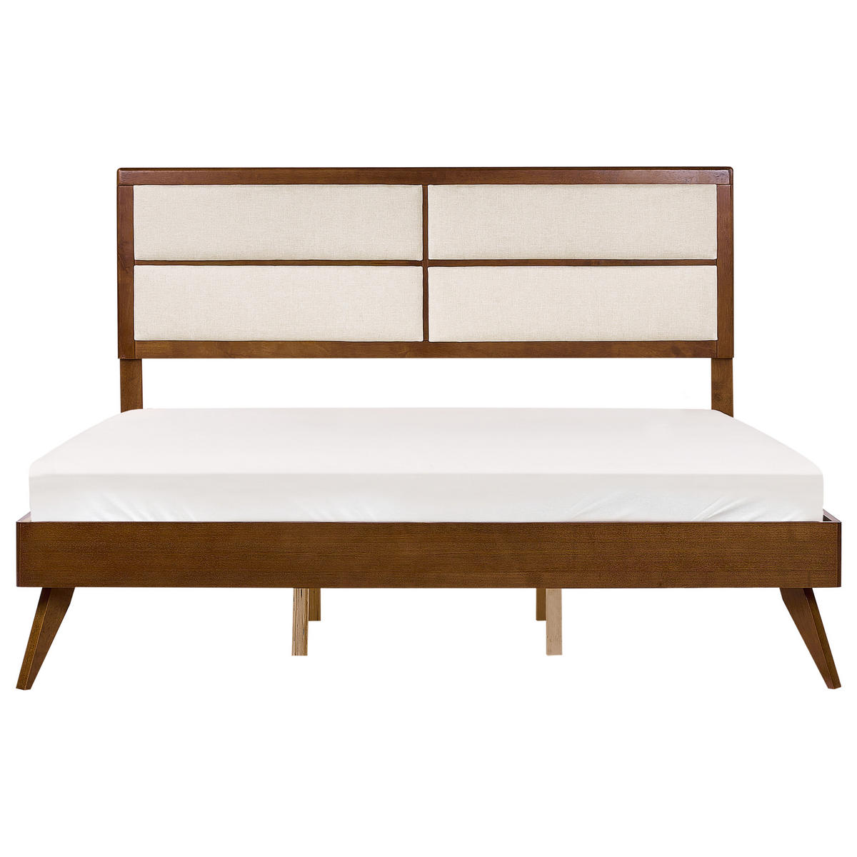 BETT mit Lattenrost 180/200 cm Dunkelbraun Poissy - Dunkelbraun/Beige, Holzwerkstoff (180/200cm) - Beliani