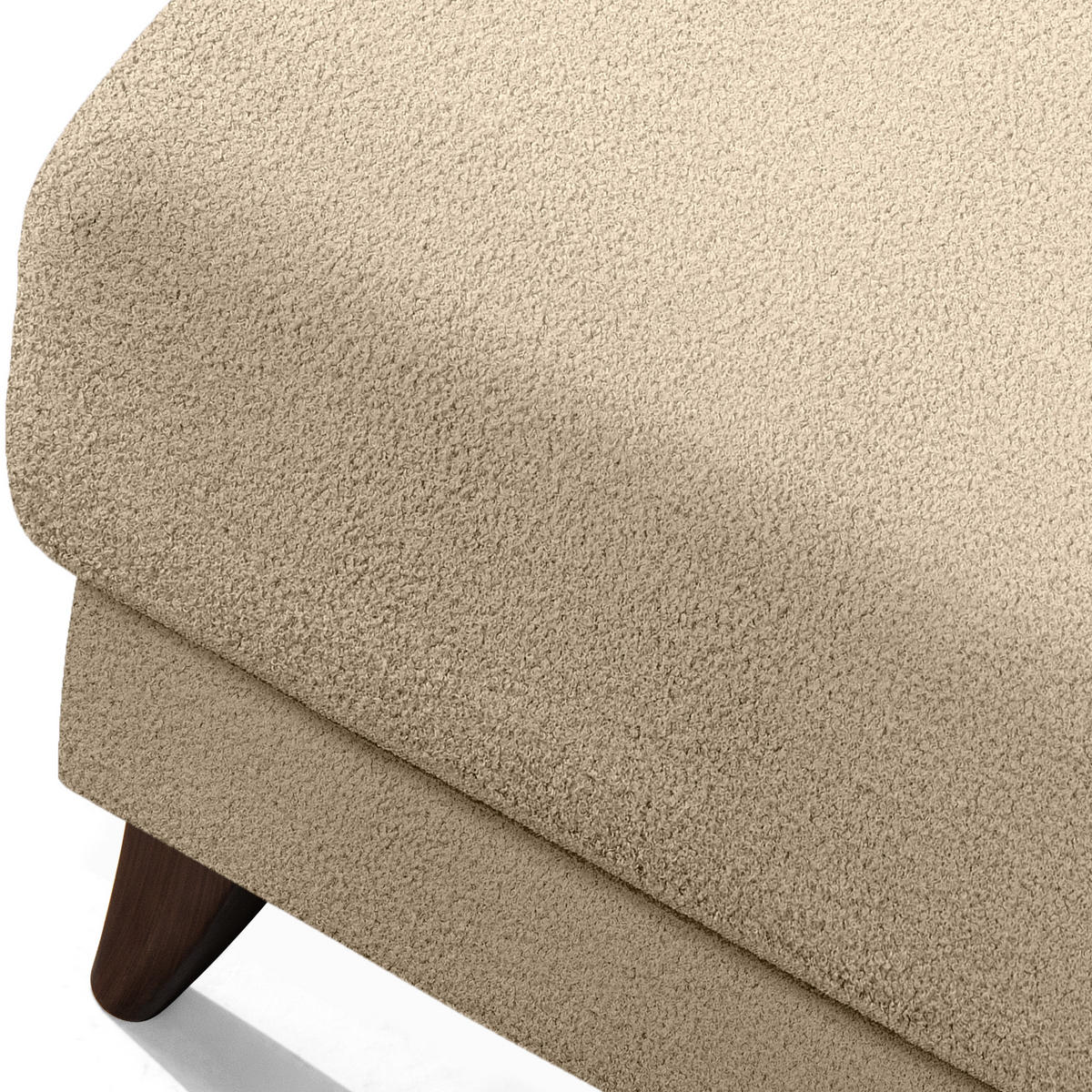 HOCKER GUSTAVO Fußstütze, Bouclé, Beige - Beige, Holz/Holzwerkstoff (53/49/53cm) - KONSIMO®
