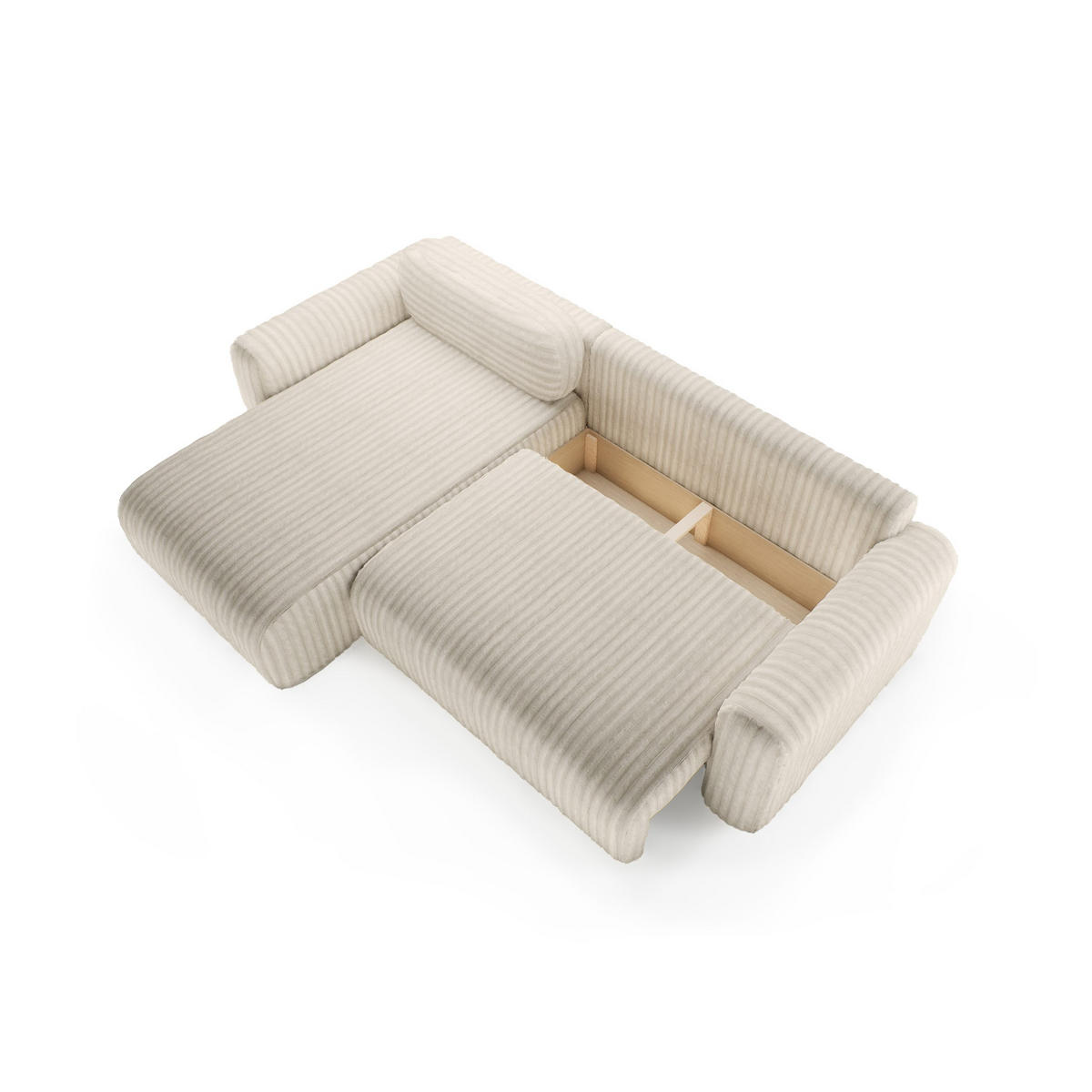 ECKSOFA mit Schlaffunktion Emmen, Creme - Creme, Textil (286/100cm) - Fedve