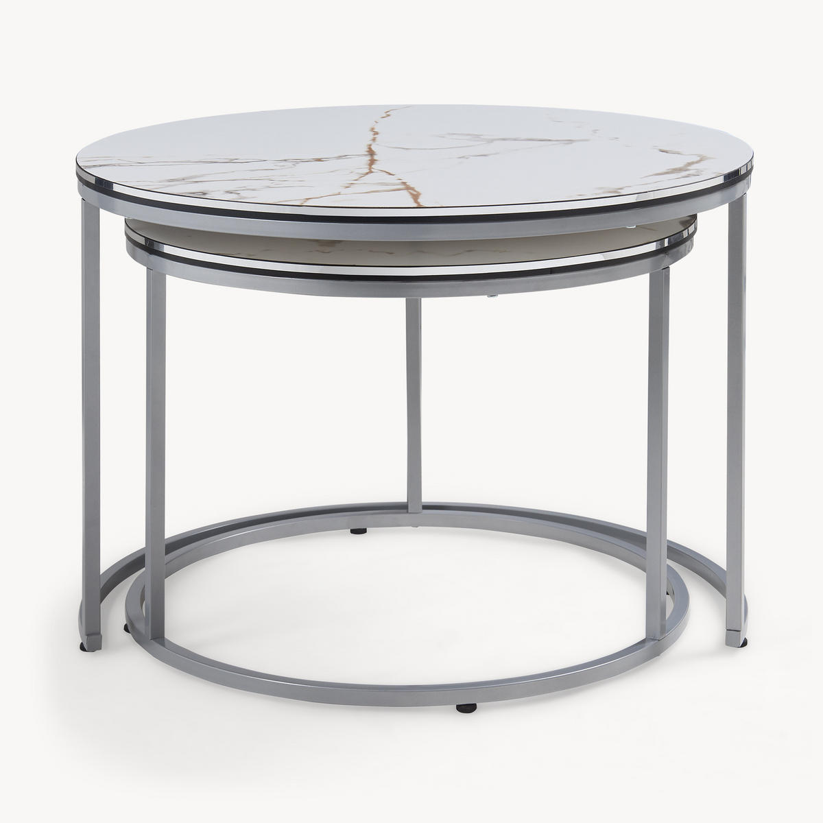 SADA KONFERENČNÍCH STOLKŮ Skagen 2dílná 70/70/50 cm - bílá, kompozitní dřevo (70/70/50cm) - [en.casa]