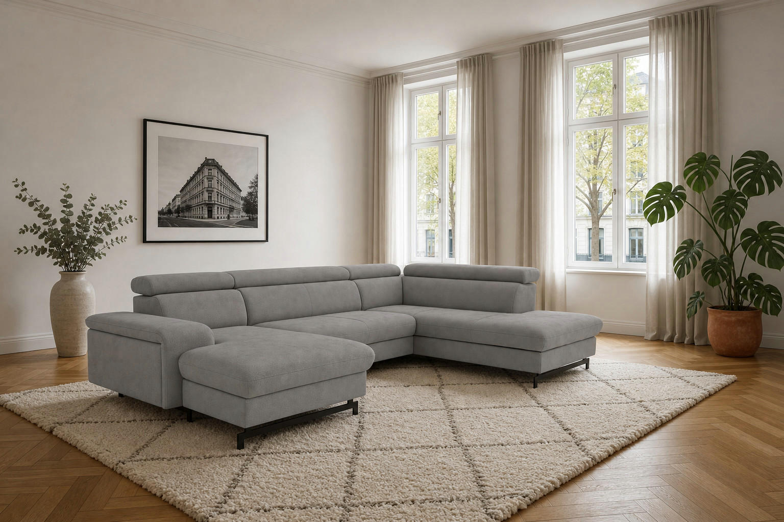 foamnova Wohnlandschaft Graphit 328x81x215 cm