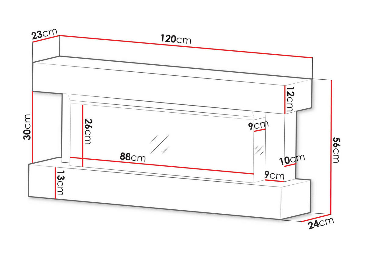 KOMMODE Kioto mit Kamin - Kaschmir, Holzwerkstoff (120/56/24cm) - MIRJAN24