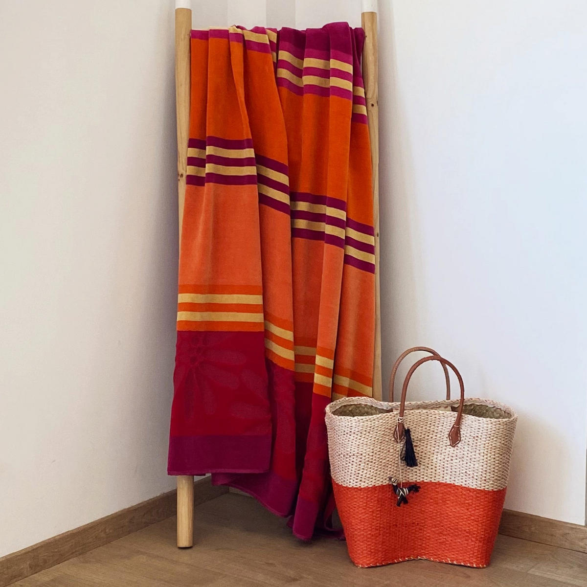 STRANDTUCH Frottee Velours Jacquard Marga 140x180 400g/m² - Orange, Textil (140/180cm) - LE COMPTOIR DE LA PLAGE