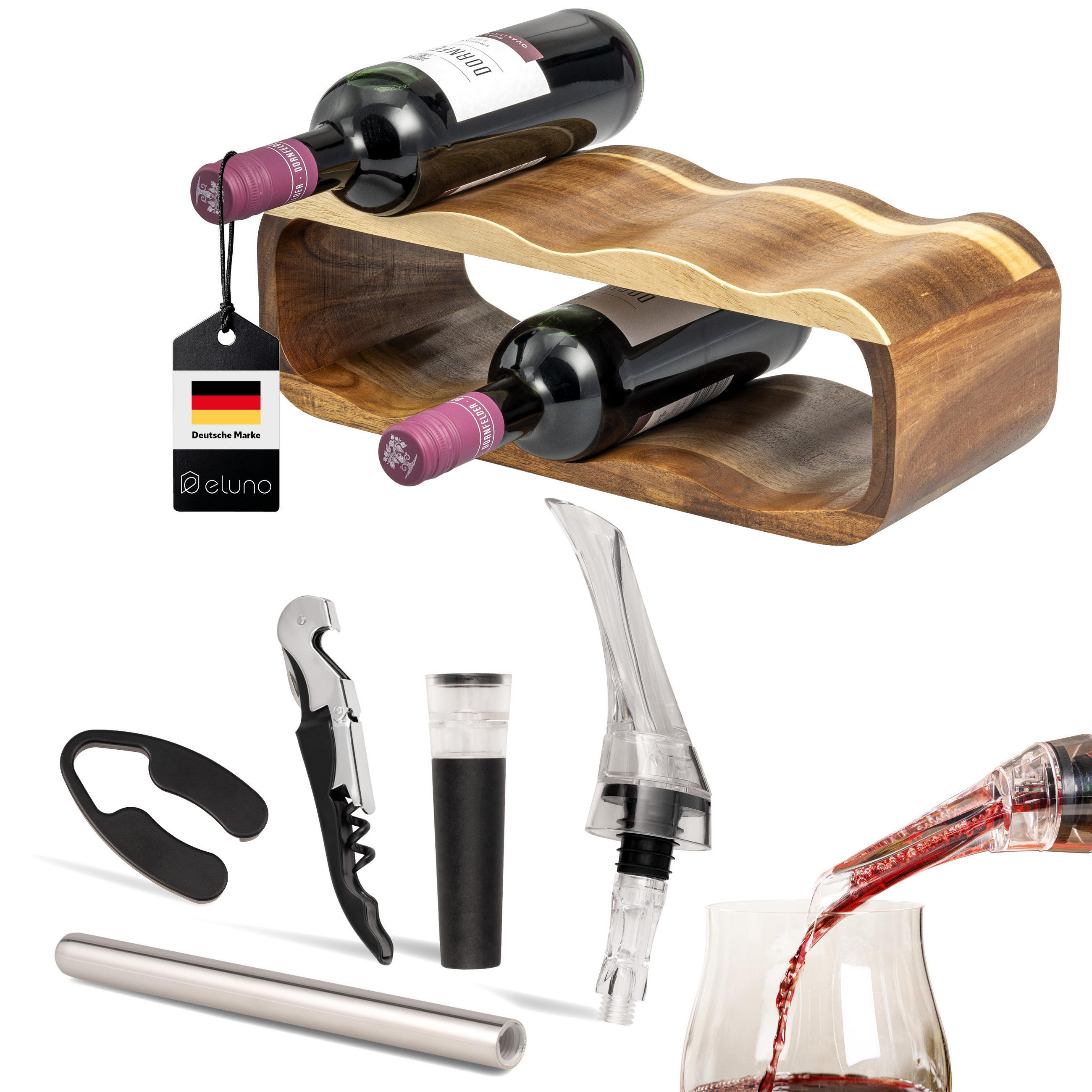 WEINREGAL-SET 6tlg, Akazienholz - Akaziefarben, Holz (38/12.5/16cm) - eluno