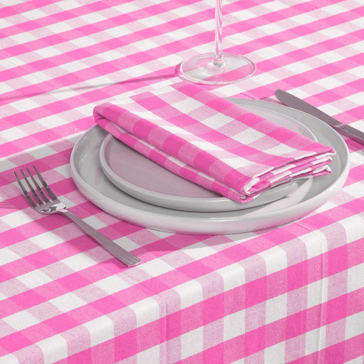 STOFFSERVIETTEN Vichy-Karo pink, 4er-Set 45/45 cm - Pink, Textil (45/45cm) - Homescapes