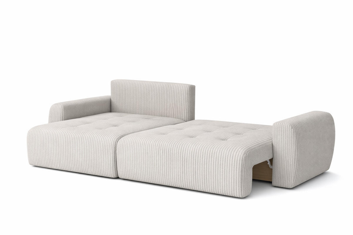 ECKSOFA Mit Schlaffunktion Und Bettkasten L-Form Ivo L, Cordstoff Poso, Beige, Links - Beige, Holz (250/142cm) - Kaiser Möbel