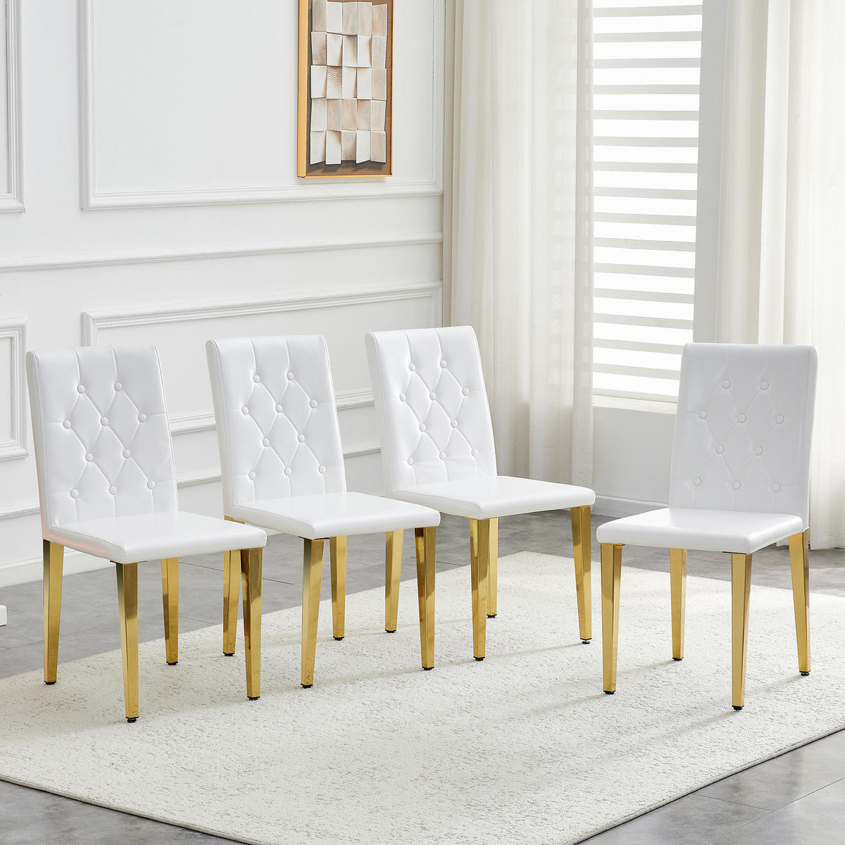 STUHL-SET DE-36649 4 Stück mit PU-Bezug und Metallbeinen Gold - Goldfarben, Metall (46/89/42cm) - ComfortXL