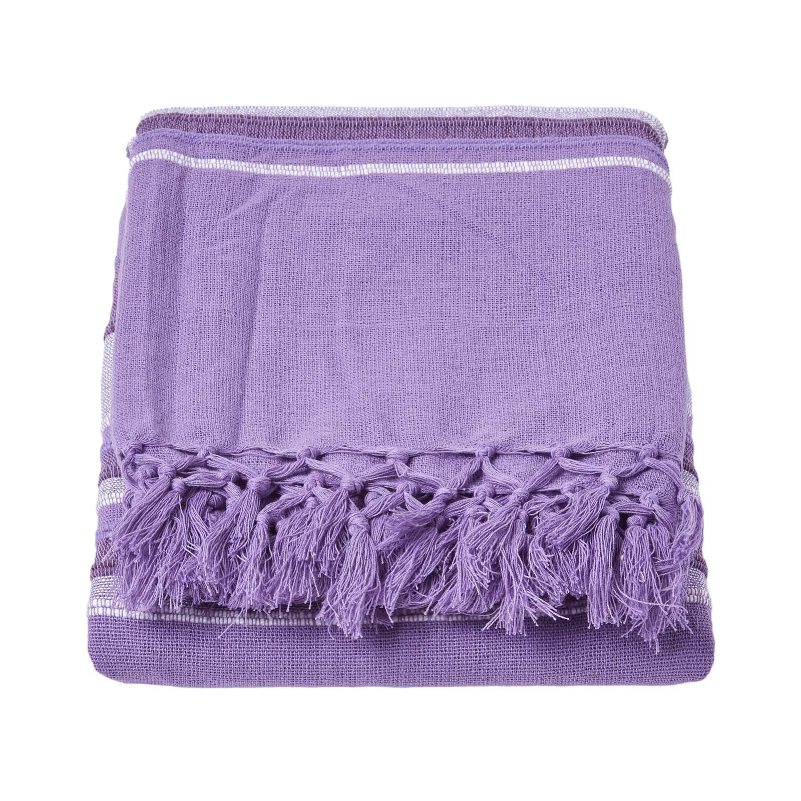 ÜBERWURF Morocco 225/255 cm, 100% Baumwolle gestreift - Violett, Textil (225/255cm) - Homescapes