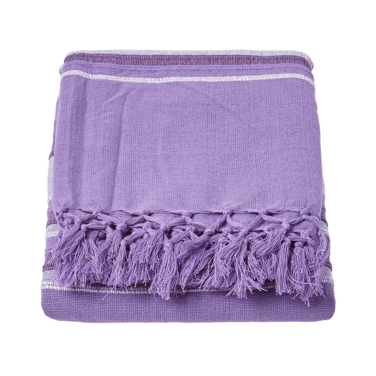ÜBERWURF Morocco 225/255 cm, 100% Baumwolle gestreift - Violett, Textil (225/255cm) - Homescapes