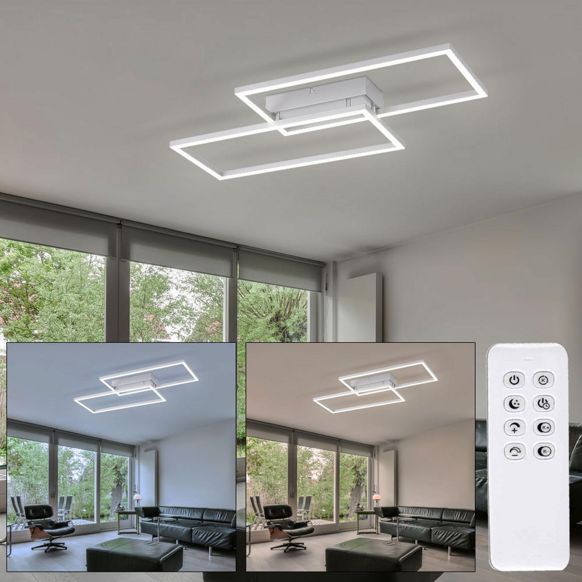 LED DECKENLEUCHTE Weiß matt - Weiß, Metall (60.5/32.5/6.5cm)