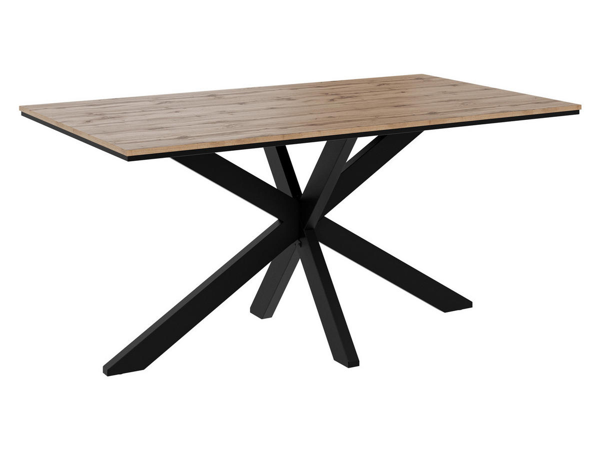 ESSTISCH Wero - Eiche Wotan/Schwarz, Holzwerkstoff/Metall (90/160/74cm) - MIRJAN24