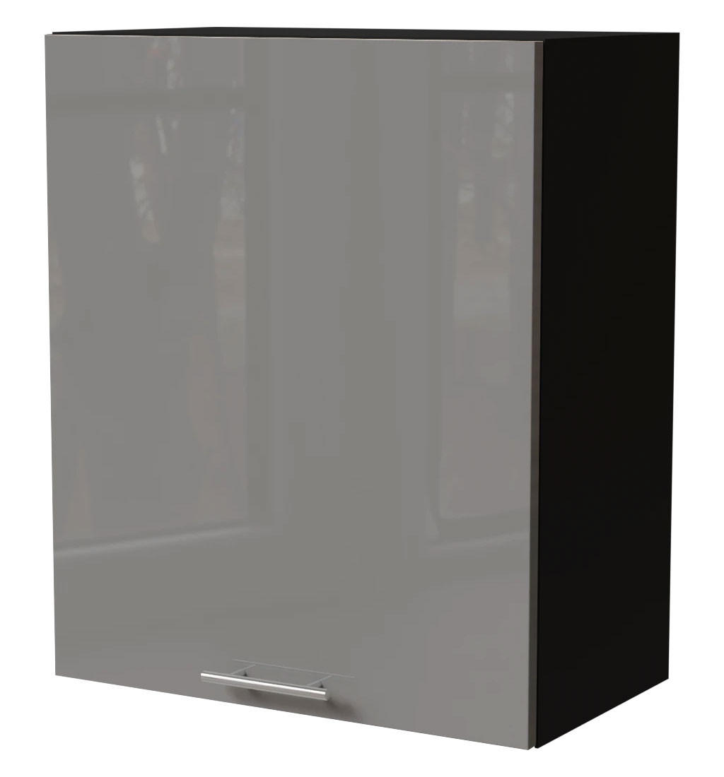 KÜCHENHÄNGESCHRANK Essen W2/60 Grau Hochglanz / Schwarz Matt 60 / 32,5 / 72cm - Schwarz/Grau, Holz/Holzwerkstoff (60/72/32.5cm) - Feldmann-Wohnen