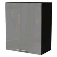 KÜCHENHÄNGESCHRANK Essen W2/60 Grau Hochglanz / Schwarz Matt 60 / 32,5 / 72cm - Schwarz/Grau, Holz/Holzwerkstoff (60/72/32.5cm) - Feldmann-Wohnen