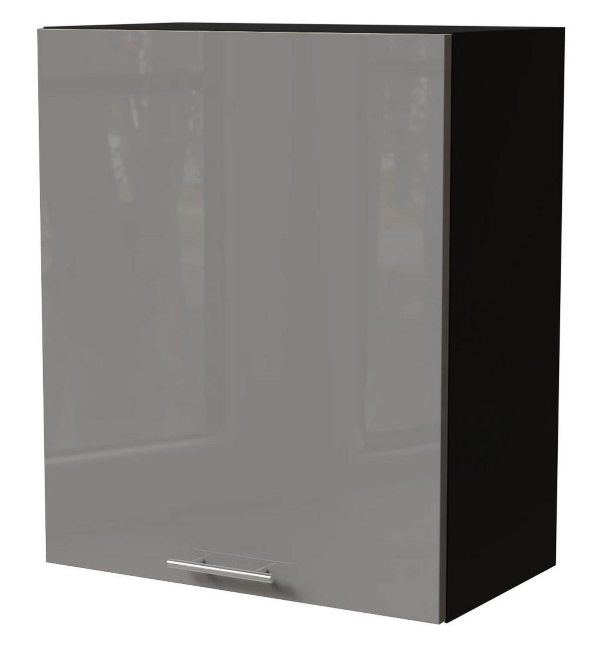 KÜCHENHÄNGESCHRANK Essen W2/60 Grau Hochglanz / Schwarz Matt 60 / 32,5 / 72cm - Schwarz/Grau, Holz/Holzwerkstoff (60/72/32.5cm) - Feldmann-Wohnen