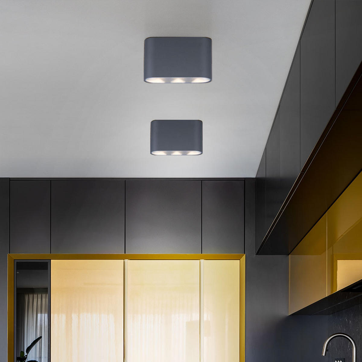LED DECKENLEUCHTE Aluminium Grau 2er Set - Grau, Metall (10.5/3.8/6.4cm) - Globo Lighting