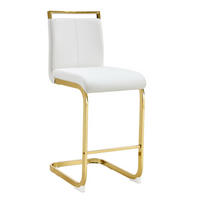 BARHOCKER 2er-Set 96,5 cm Metall/Kunstleder White+Gold - Weiß, Metall (46.5/96.5/39cm) - Meubliv