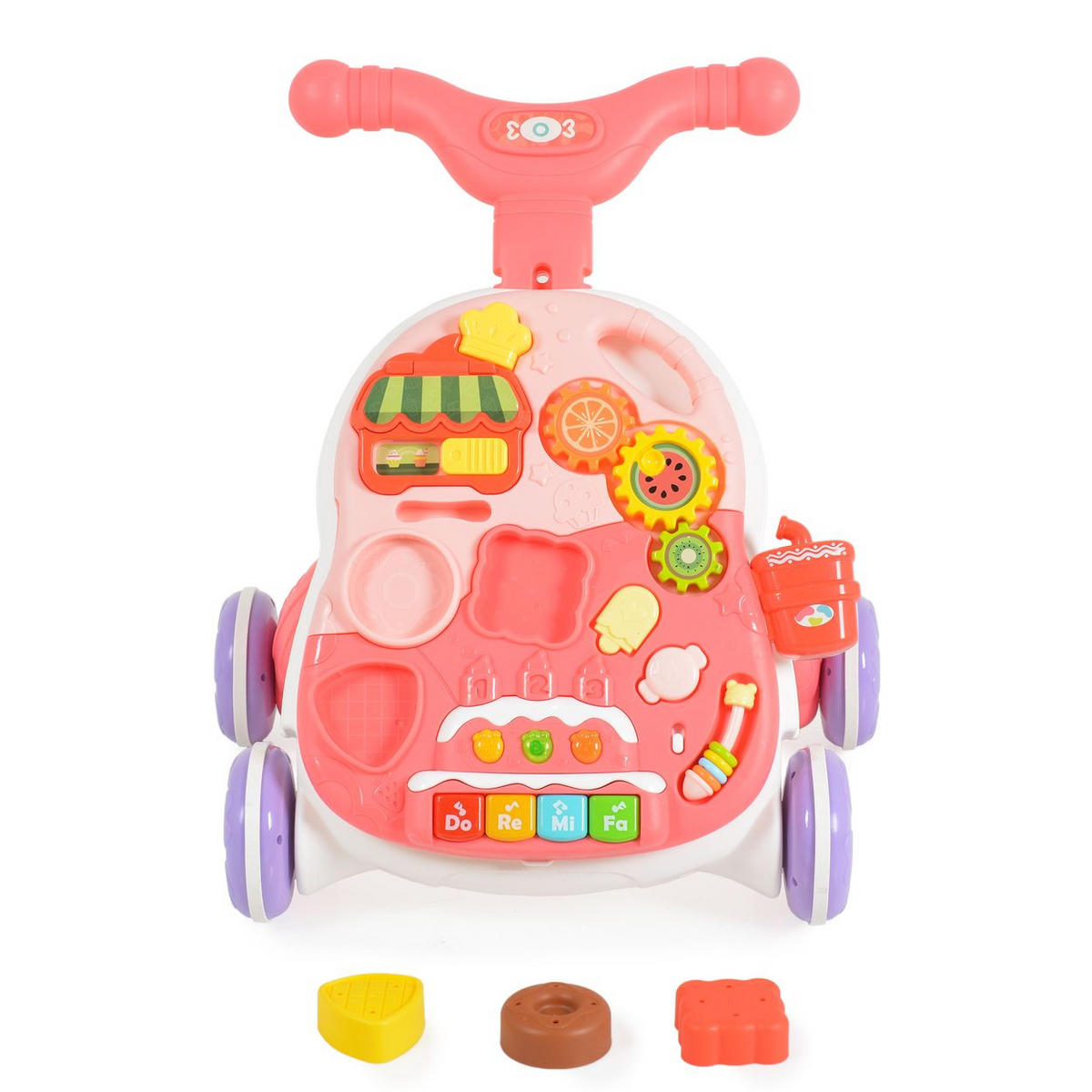 LAUFLERNHILFE 2 in 1 Korb rosa Musikfunktion, Spieltisch, Bälle, Spielcenter - Rosa, Kunststoff (40/41/35cm) - Moni