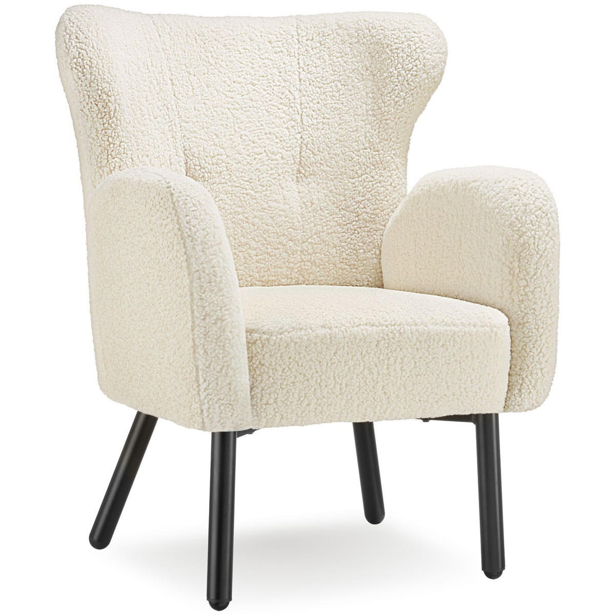 SESSEL Vänersborg, 72 x 71 x 92 cm, Bouclé creme/schwarz - Creme/Schwarz, Kunststoff (72/92/71cm) - tectake