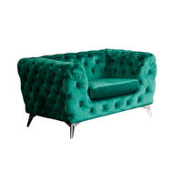 CHESTERFIELD-SESSEL NARLA Grün Velvet - Silberfarben/Grün, Textil/Metall (120/71/87cm) - KAWOLA
