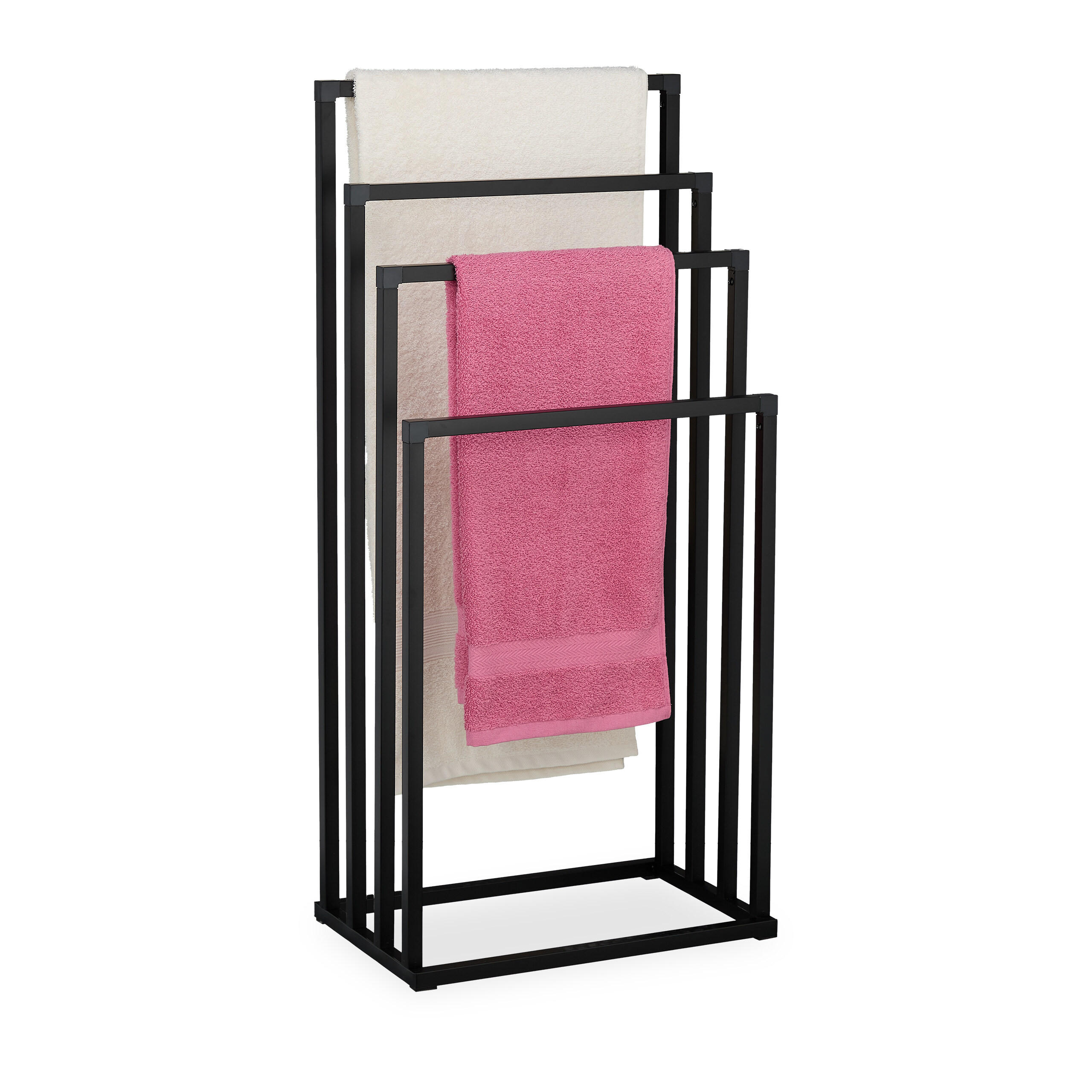 HANDTUCHSTÄNDER - Schwarz, Textil/Metall (45/96.5/29cm) - Relaxdays