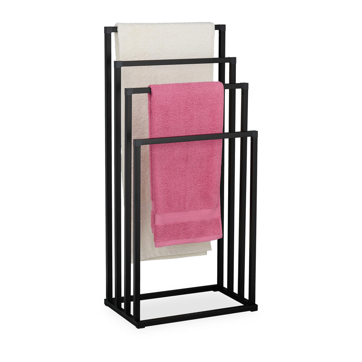 HANDTUCHSTÄNDER - Schwarz, Textil/Metall (45/96.5/29cm) - Relaxdays