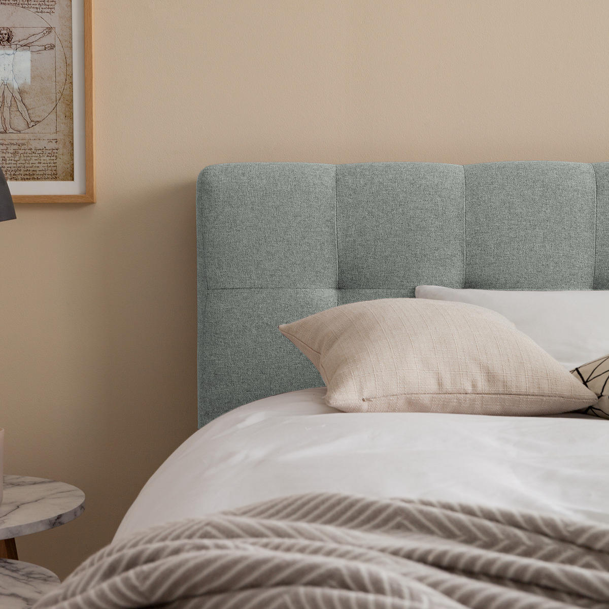 POLSTERBETT - Webstoff - Mintgrün, Holz/Textil (160/200cm) - home24