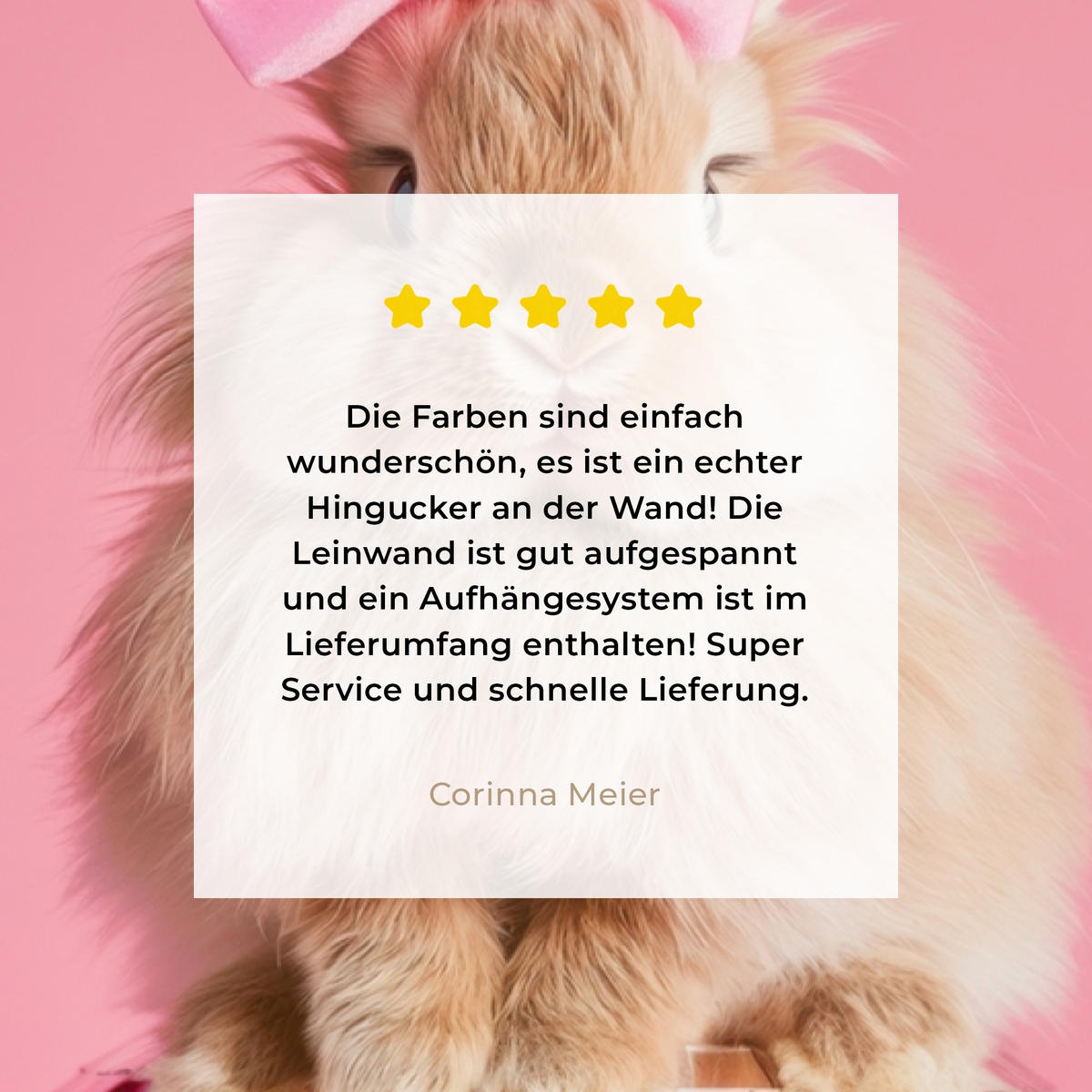 LEINWANDBILD Schleife - Discoball - Kaninchen Deko Groß 90x140 cm - Pink, Textil (90/140cm) - MuchoWow