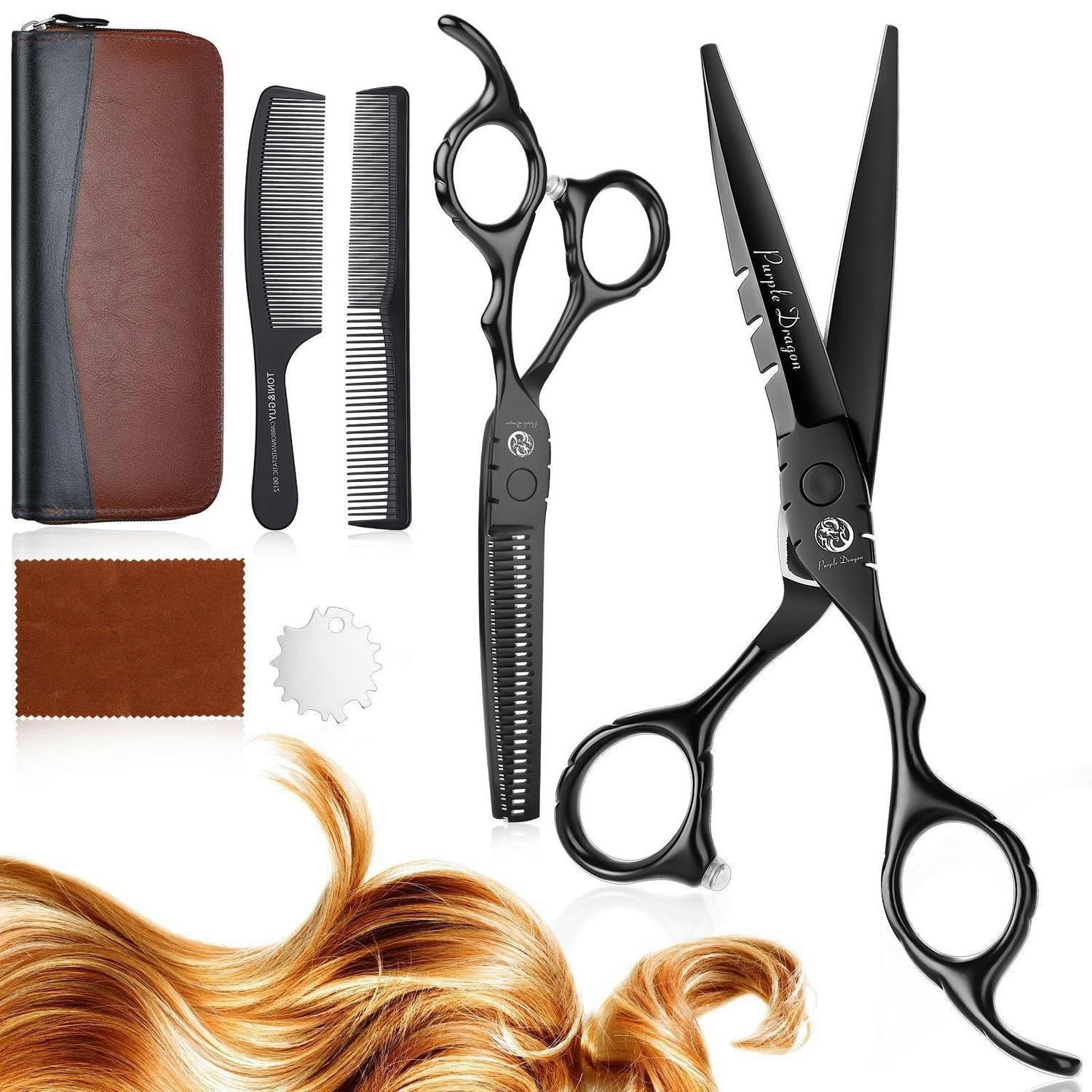 FRISEURSCHEREN Set 6 Zoll Schwarz 7-teiliges Set - Schwarz, Metall (6.6/2.5/17.5cm)