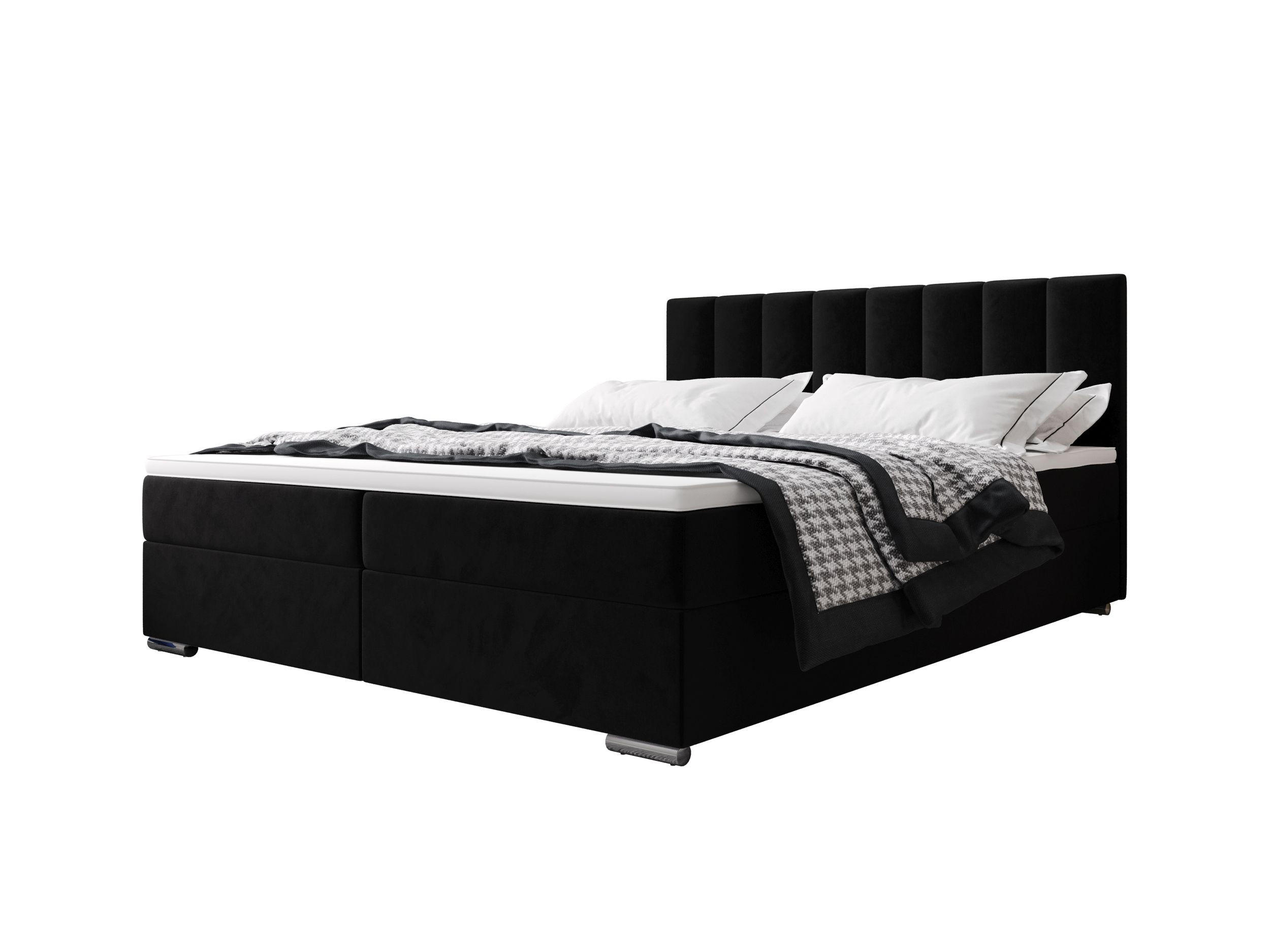 BOXBETT ZILANO 2 mit Matratze H3 und Topper 180x200 Itaka 15 - Schwarz, Holz/Textil (180/200cm) - Bedante