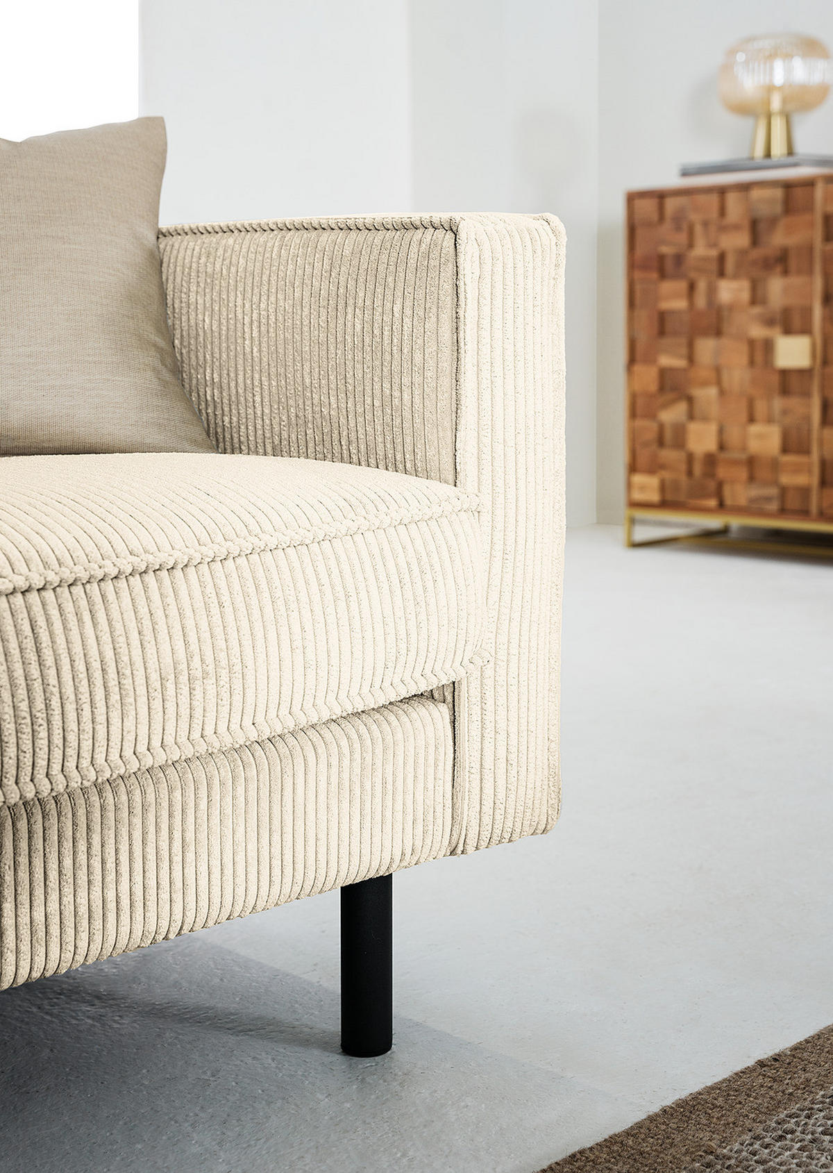XL SESSEL - Beige/Schwarz, Textil/Metall (117/81/96cm) - home24