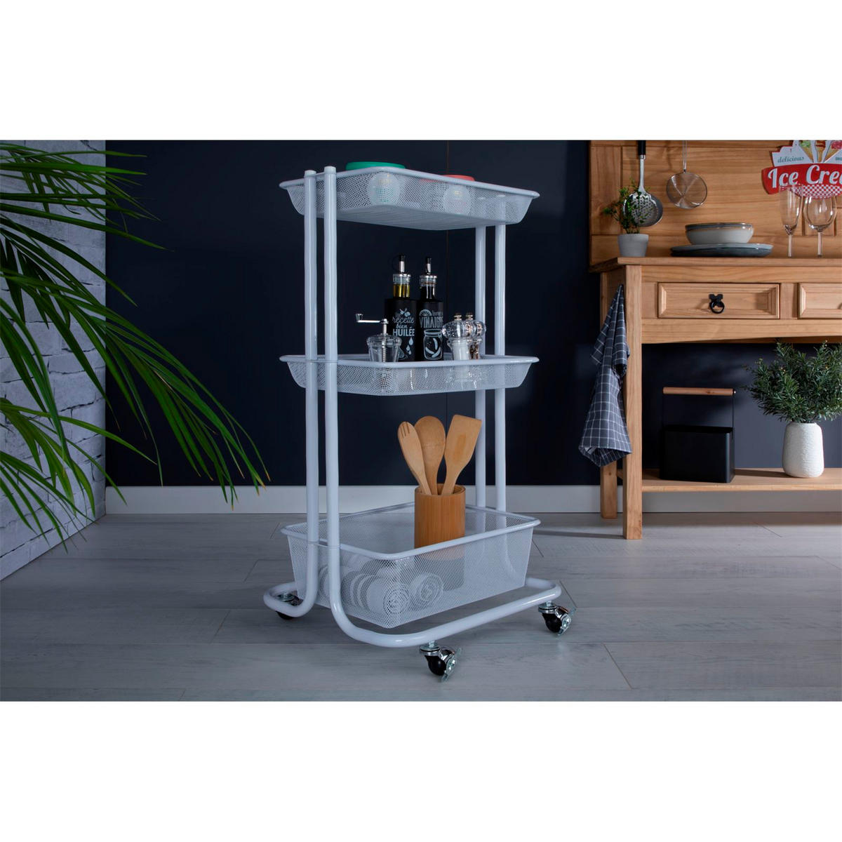 KÜCHENWAGEN VALIENTE - Weiß, Metall (43/79/34cm) - IDIMEX