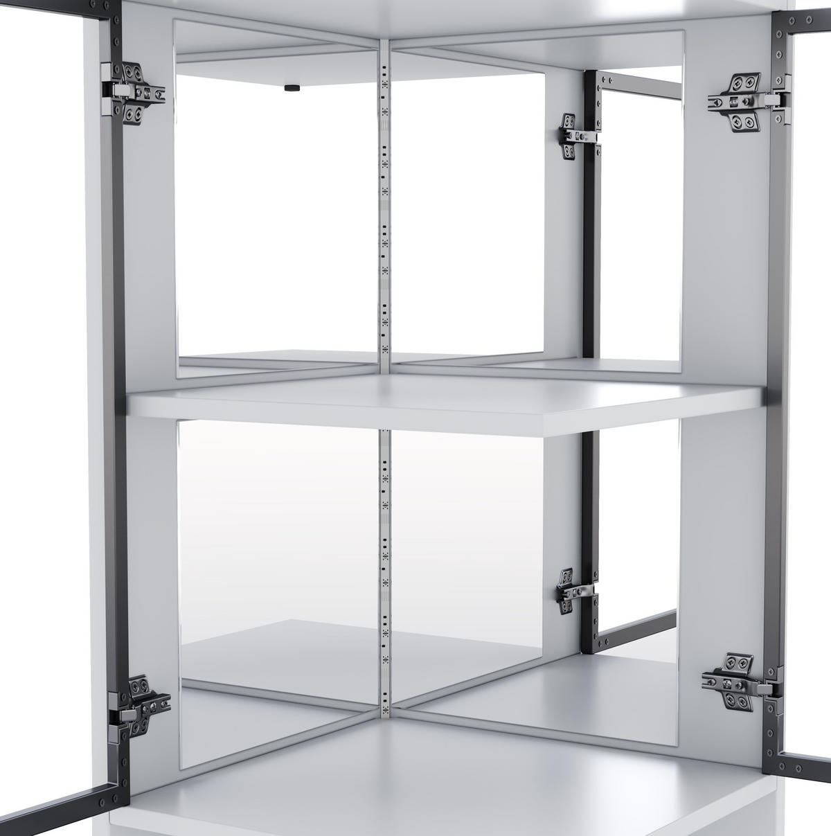 VITRINE aus Spanplatte 42x44x205cm in Weiß mit LED-Beleuchtung - Weiß, Holzwerkstoff (42/205/44cm) - Modfu