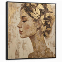 LEINWAND Bilder mit Rahmen - Frau - Gold - Abstrakt - Textur - 90x90 - Goldfarben, Textil (90/90cm) - MuchoWow