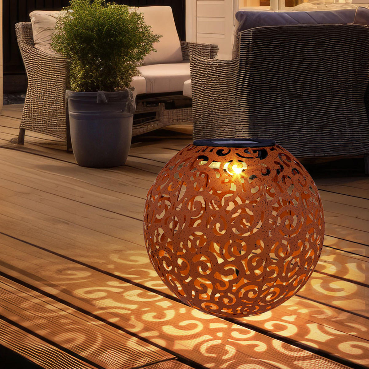 LED AUSSENLEUCHTE Metall Rostoptik Braun - Braun, Metall (28.5/28.5/40cm) - Globo Lighting