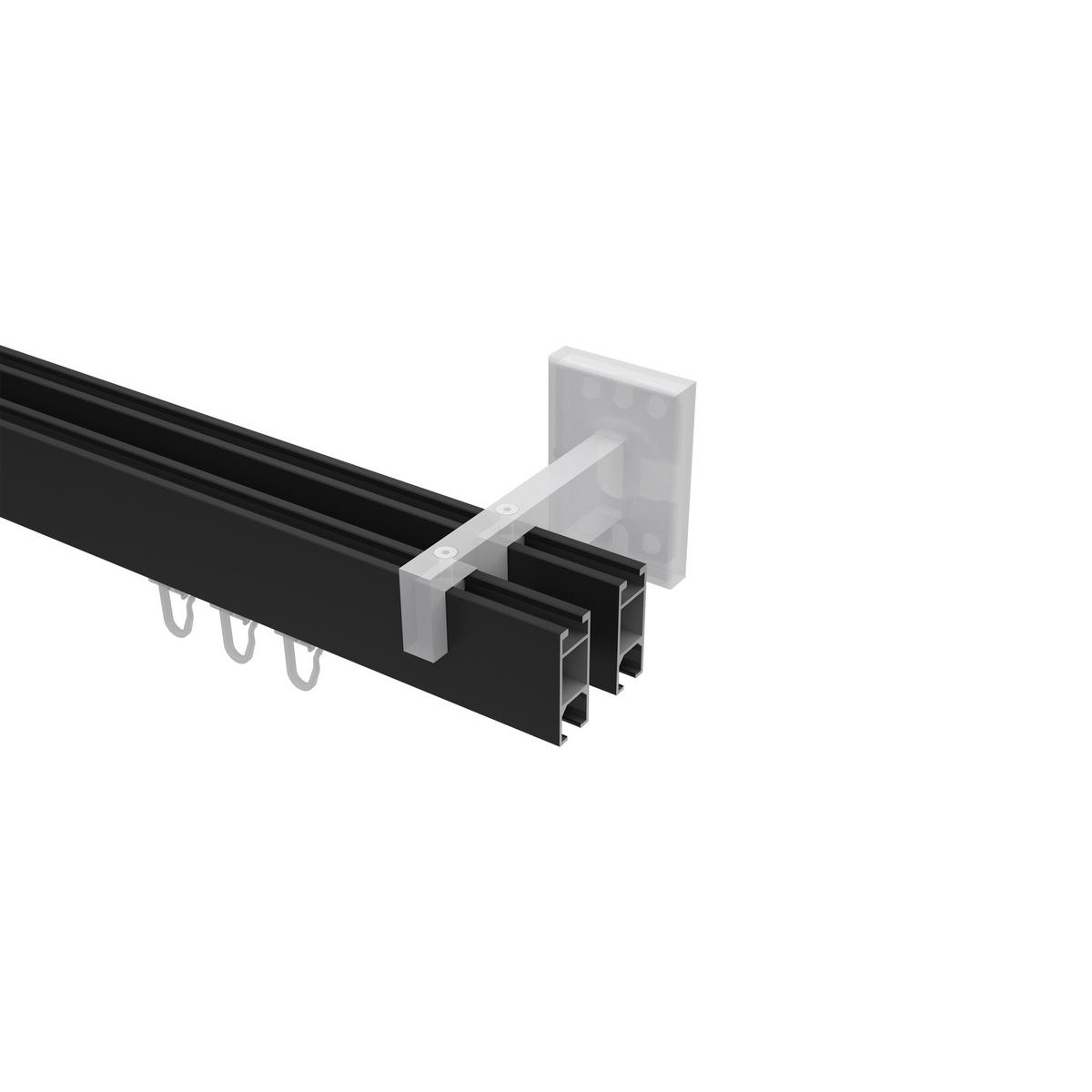 INNENLAUF-GARDINENSTANGEN-SET Smartline Lox 140 cm, 2-läufig, 14x35 mm Schwarz - Schwarz, Metall (140cm) - INTERDECO