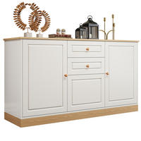 SIDEBOARD 135.5/39/76 cm Weiß und Holzfarbe aus Holzwerkstoff mit 3 Türen und 2 Schubladen - Weiß, Holzwerkstoff (39/76/135.5cm) - OKMYHOME