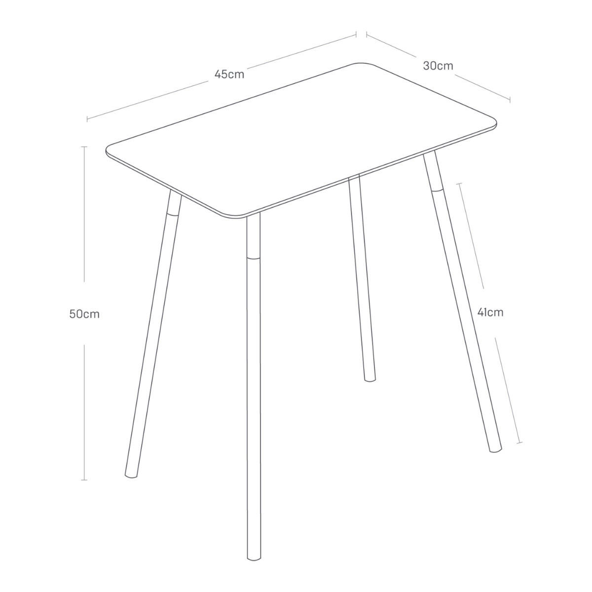 BEISTELLTISCH Plain weiß 45/50/30 cm - Weiß, Holz/Metall (45/30/50cm) - Yamazaki