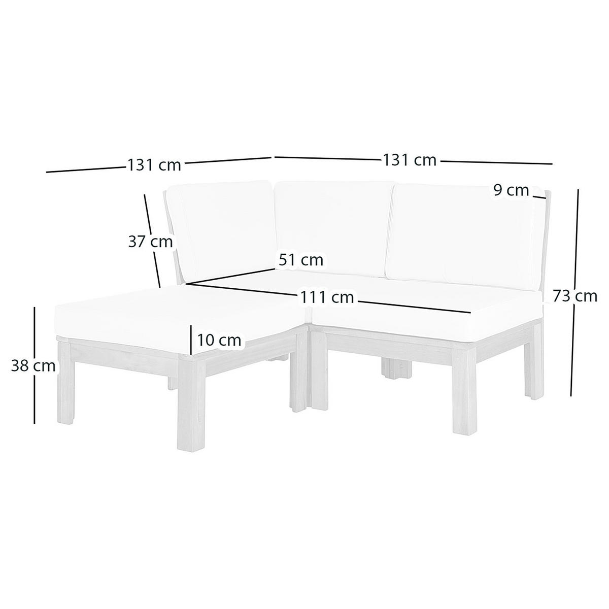 LOUNGEGRUPPE - 3-teilig - Webstoff / Akazie massiv - Weiß, Holz/Textil - home24