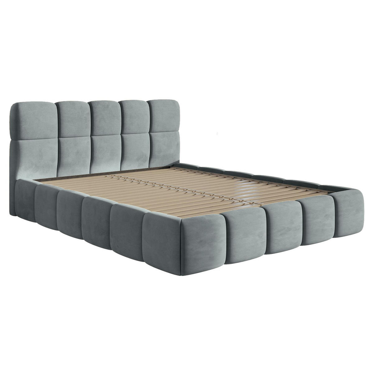 POLSTERBETT Cloudy Grau Samt, 120x200 cm - Schwarz/Grau, Kunststoff/Textil (120/200cm) - Selsey