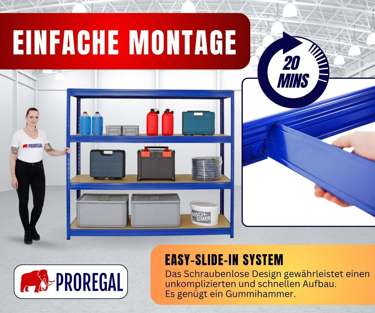 SCHWERLASTREGAL Dino 180x200x60 cm Fachlast 500 kg Blau - Dunkelblau, Metall (200/180/60cm) - PROREGAL